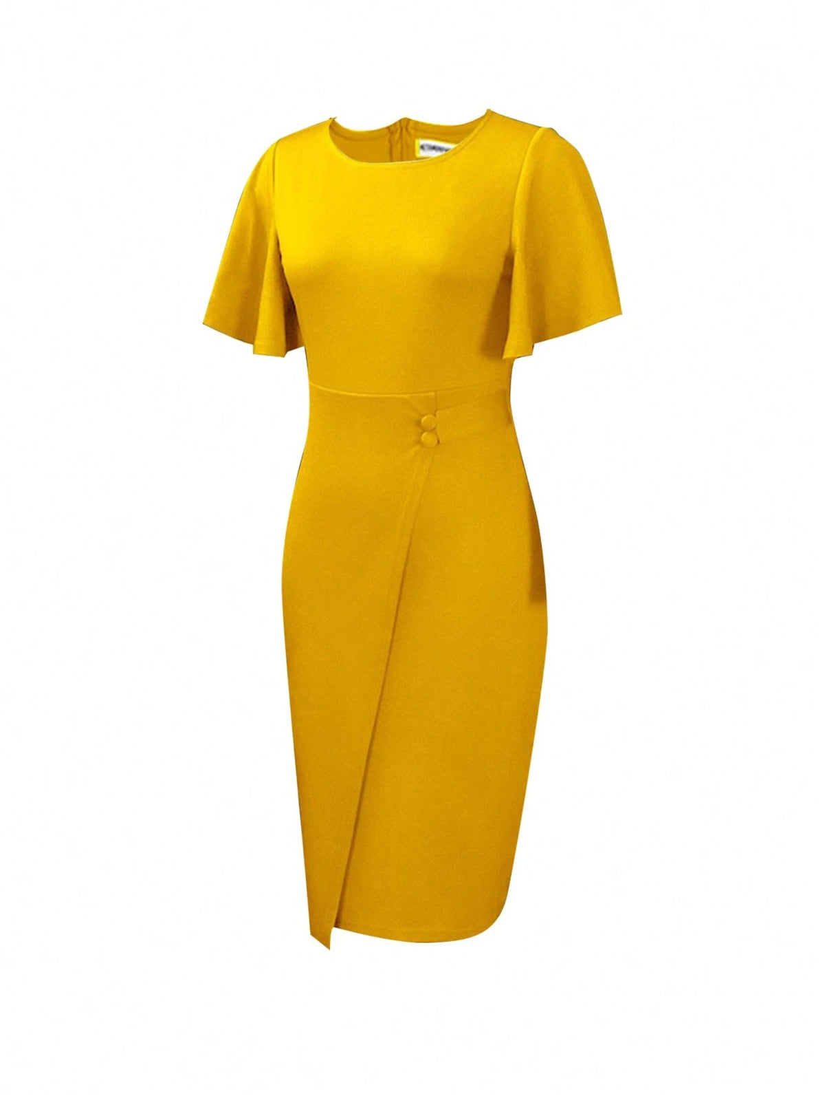 Women Elegant Slim Fit Dress, Summer Yellow