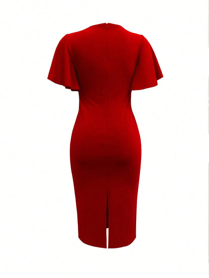 Women Elegant Slim Fit Dress, Summer Yellow