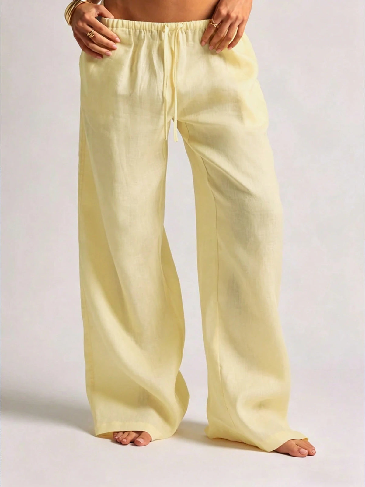 Women's Casual Comfortable Versatile Linen Loose Flowy Wide Leg Pants, Effortless Style