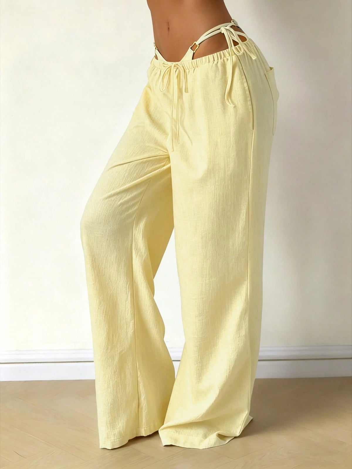 Women's Casual Comfortable Versatile Linen Loose Flowy Wide Leg Pants, Effortless Style