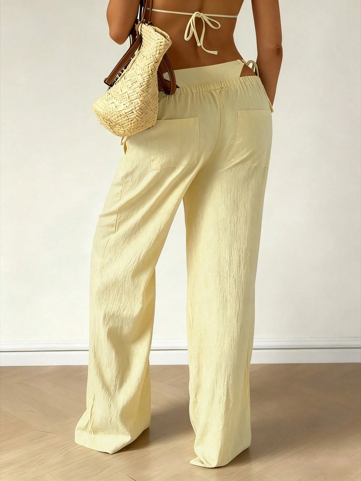 Women's Casual Comfortable Versatile Linen Loose Flowy Wide Leg Pants, Effortless Style