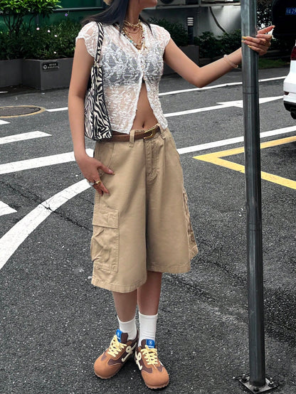 Women's Casual Elegant Vacation Solid Color Sexy Style Green Hollow Lace Semi-Transparent Button Knit Cardigan Top, Summer Beach White