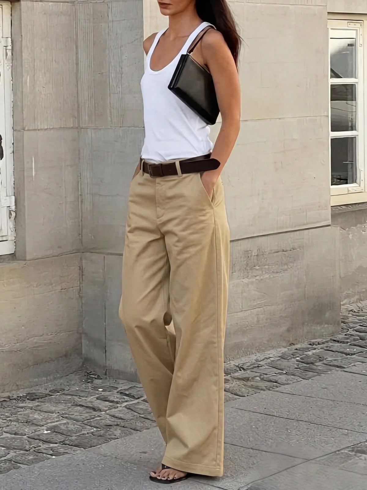 Women's Casual Everyday Commute Solid Color Loose Wide Leg Pants, Versatile For All Seasons, Minimalist, Quiet Luxury