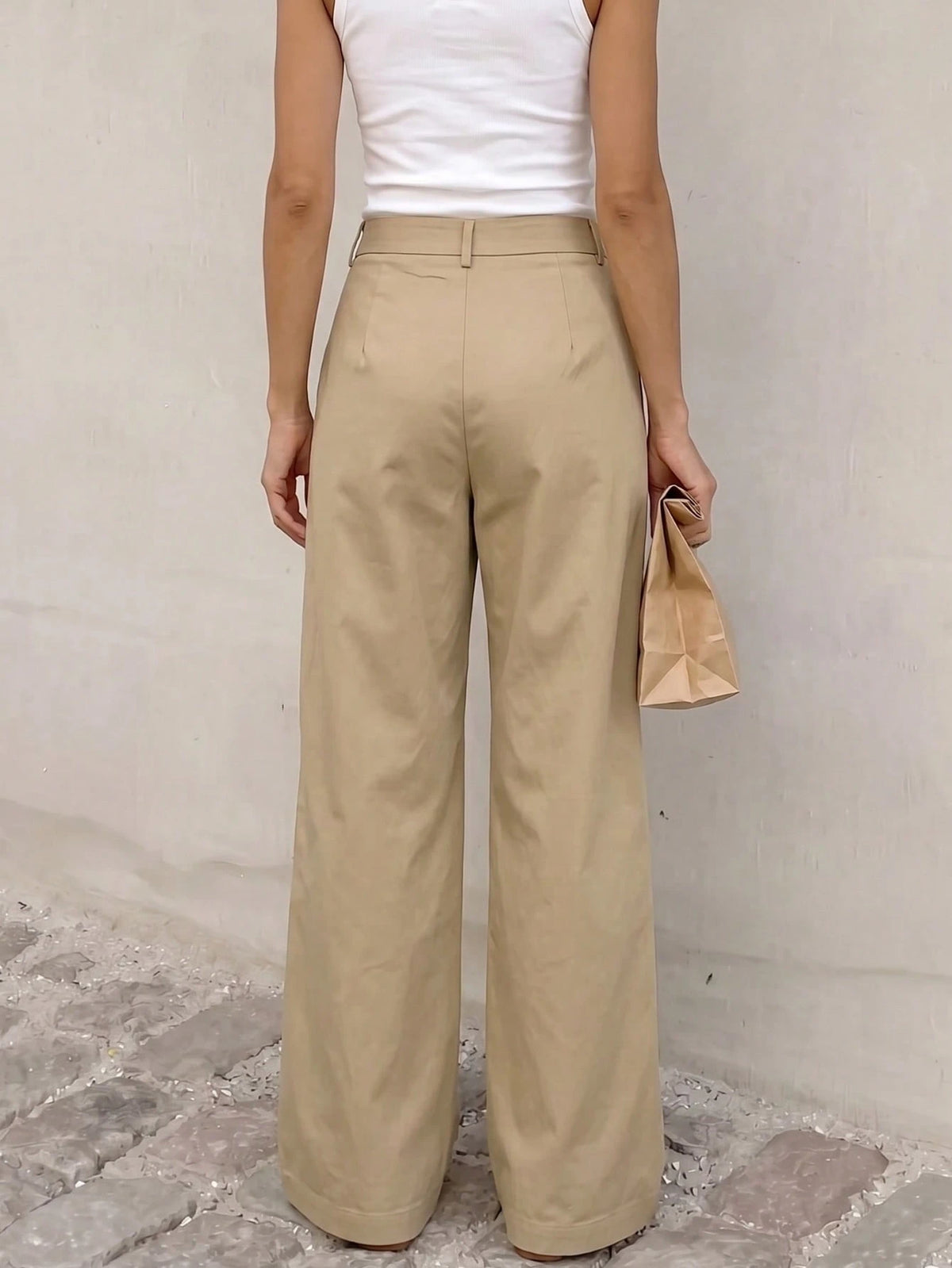 Women's Casual Everyday Commute Solid Color Loose Wide Leg Pants, Versatile For All Seasons, Minimalist, Quiet Luxury