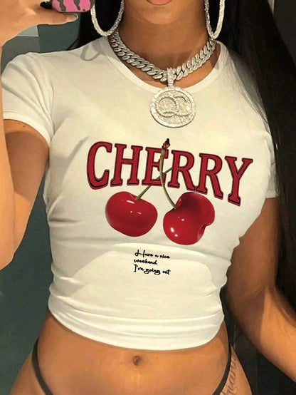 Women's Casual Round Neck Short Sleeve T-Shirt, Suitable For Spring/Autumn/Summer, Perfect For Valentine's Day/Back To School Season, Ideal For Women's Tops, Holiday Outfits, Vacation Wear, Office Att