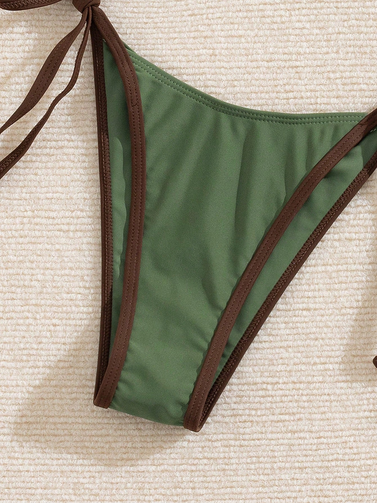 Women's Contrast Color Sexy Halter Tie Bikini Set, Fashionable And Comfortable Swimwear For Summer Beach Vacation