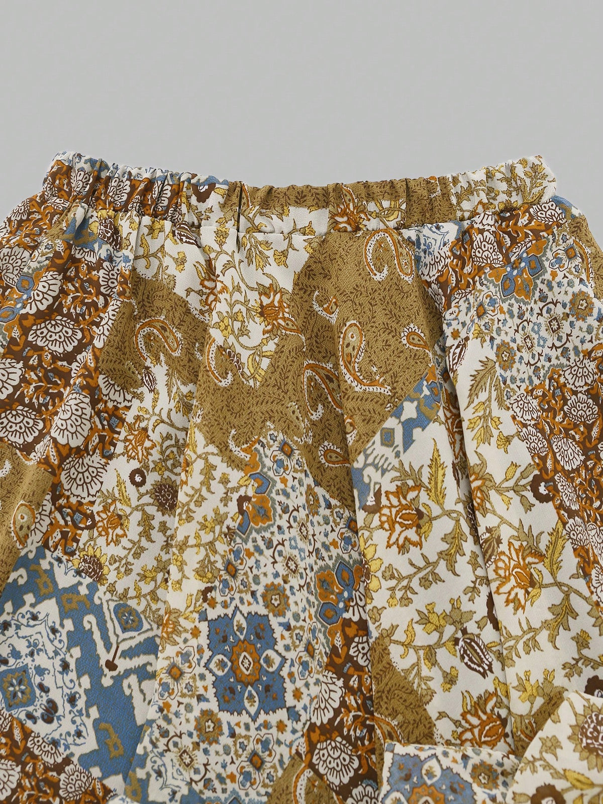 Women's Elegant Charm Cashew Flower Print Design Fashionable Casual Skirt Yellow