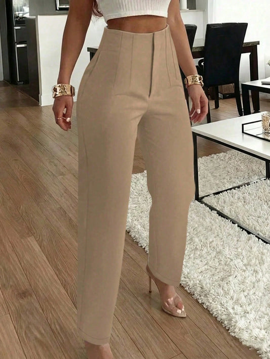 Women's Elegant Commuter Pleated Side Pocket Tapered Leg Pants