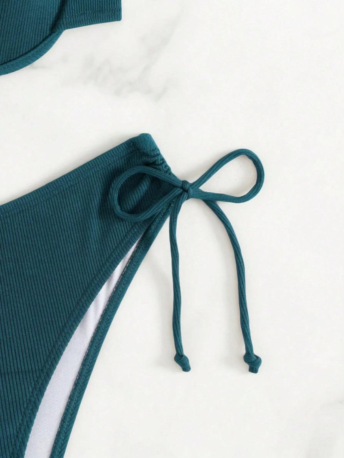 Women's Elegant Polka Dot Bikini Set Spaghetti Strap Underwire Top & High Waist Tie Side Bottoms, High Stretch Fabric Swimwear Vacation Summer Beach