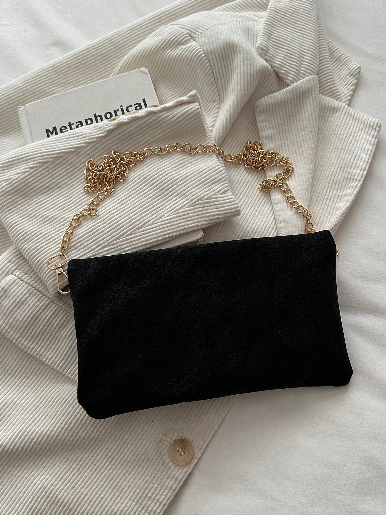 Women's Fashion Elegant Faux Leather Zipper Chain Bag, Bold Design And Unique Style Attract Attention. The Bag Body Is Covered With Gold Rivets, Equipped With A Detachable Gold Chain Shoulder Strap, C