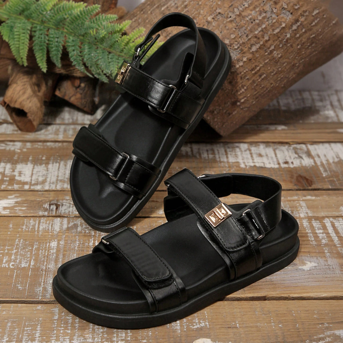 Women's Flat Sandals Comfort Adjustable Double Strap Women Open Toe Summer Sandal For Casual Vacation Walking Shoes Platform