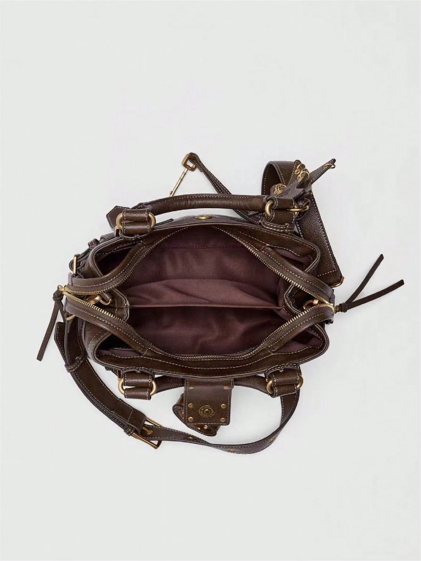 Women's Heart Lock Moto Shoulder Bag,Women's Y2K Buckle Handbag,Star Charm Bag Gothic Fashion