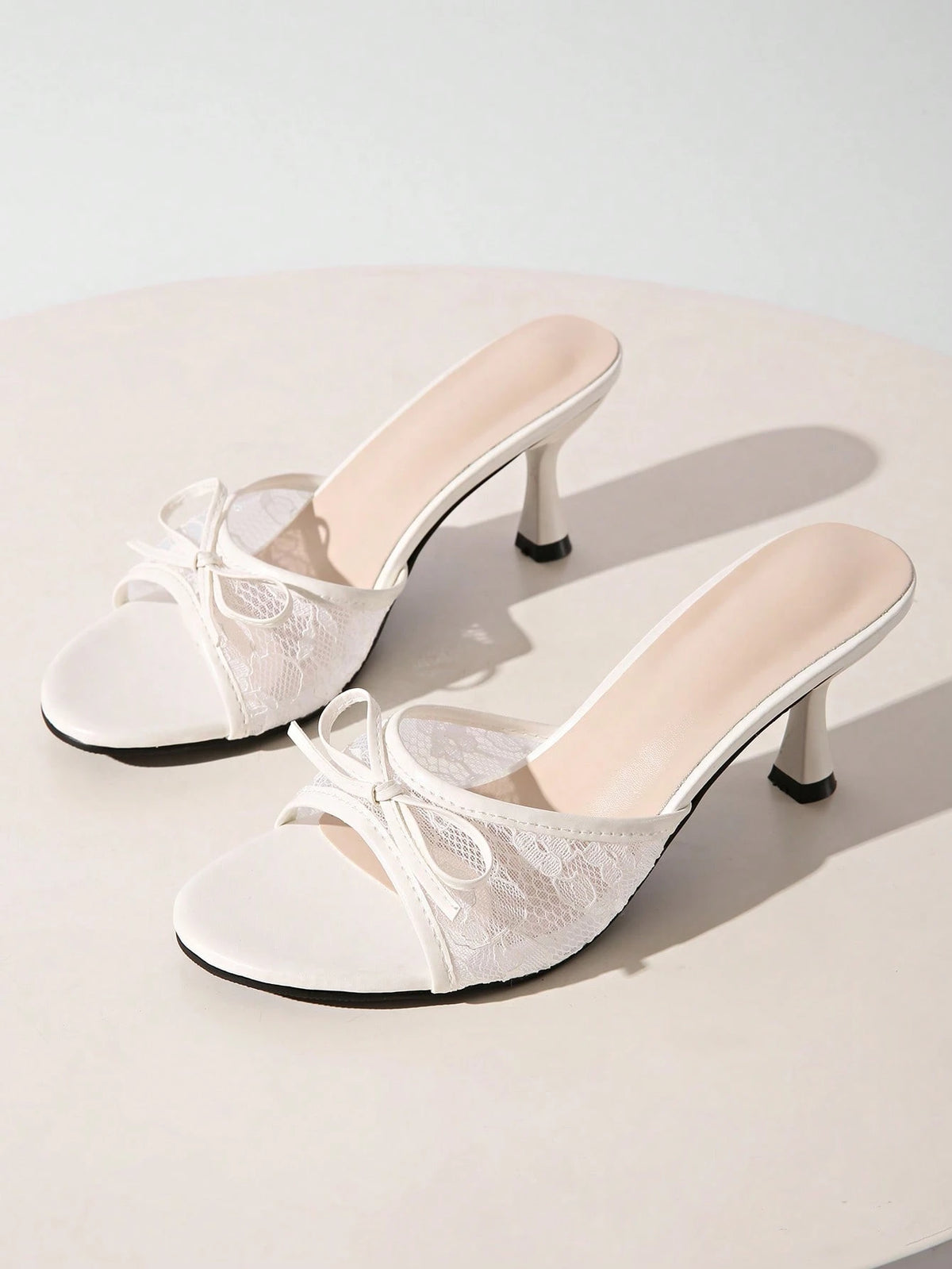 Women's High Heel Sandals Mesh High Heels Bow Decor Spring/Summer New Style Minimalist Elegant Fashion Sexy Suitable For Daily Office, Kitten Heels