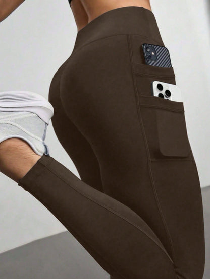 Women's High Waist Elastic Daily Casual Yoga Pants With Side Pockets Black Fall