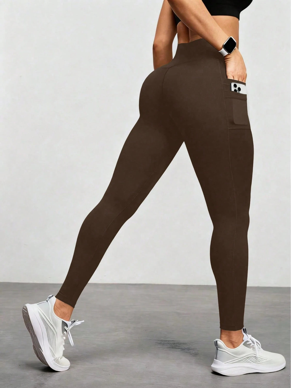 Women's High Waist Elastic Daily Casual Yoga Pants With Side Pockets Black Fall