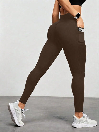 Women's High Waist Elastic Daily Casual Yoga Pants With Side Pockets Black Fall