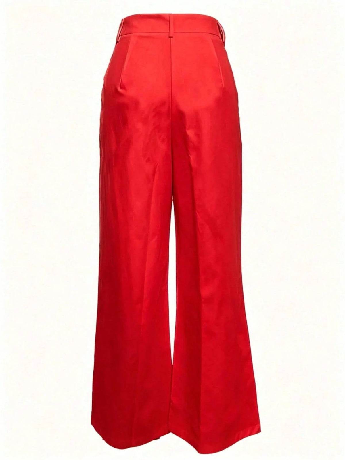 Women's High-Waist Straight Leg Wide Leg Casual Commuter Long Pants With Pockets, Versatile Quality, Autumn/Winter Fashion Red