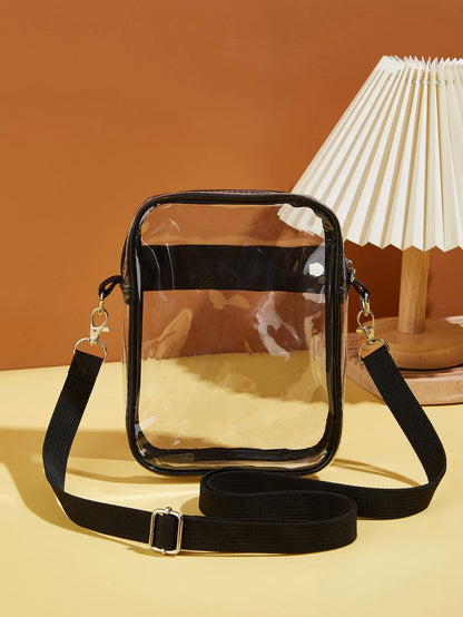 Women's Mini Transparent Beach Crossbody Phone Bag, Stadium Approved Bag, Size 19 X 14.5 X 5 Inches, Transparent Handbag, Suitable For Concerts, Sports Events, Festivals And Other Occasions.