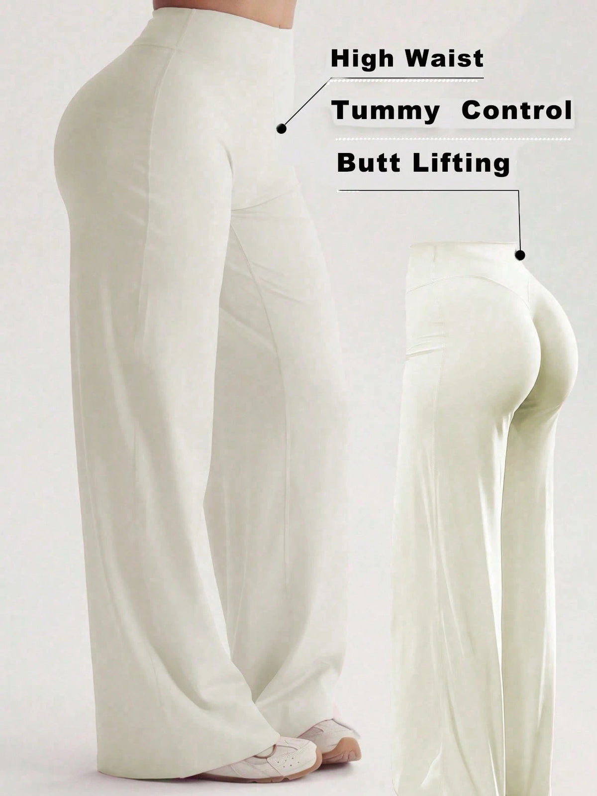 Women's Minimalist High Waist Sports Fitness Running Wide Leg Pants, Comfortable Casual Leggings, High Stretch Flared Commuting Yoga Trousers