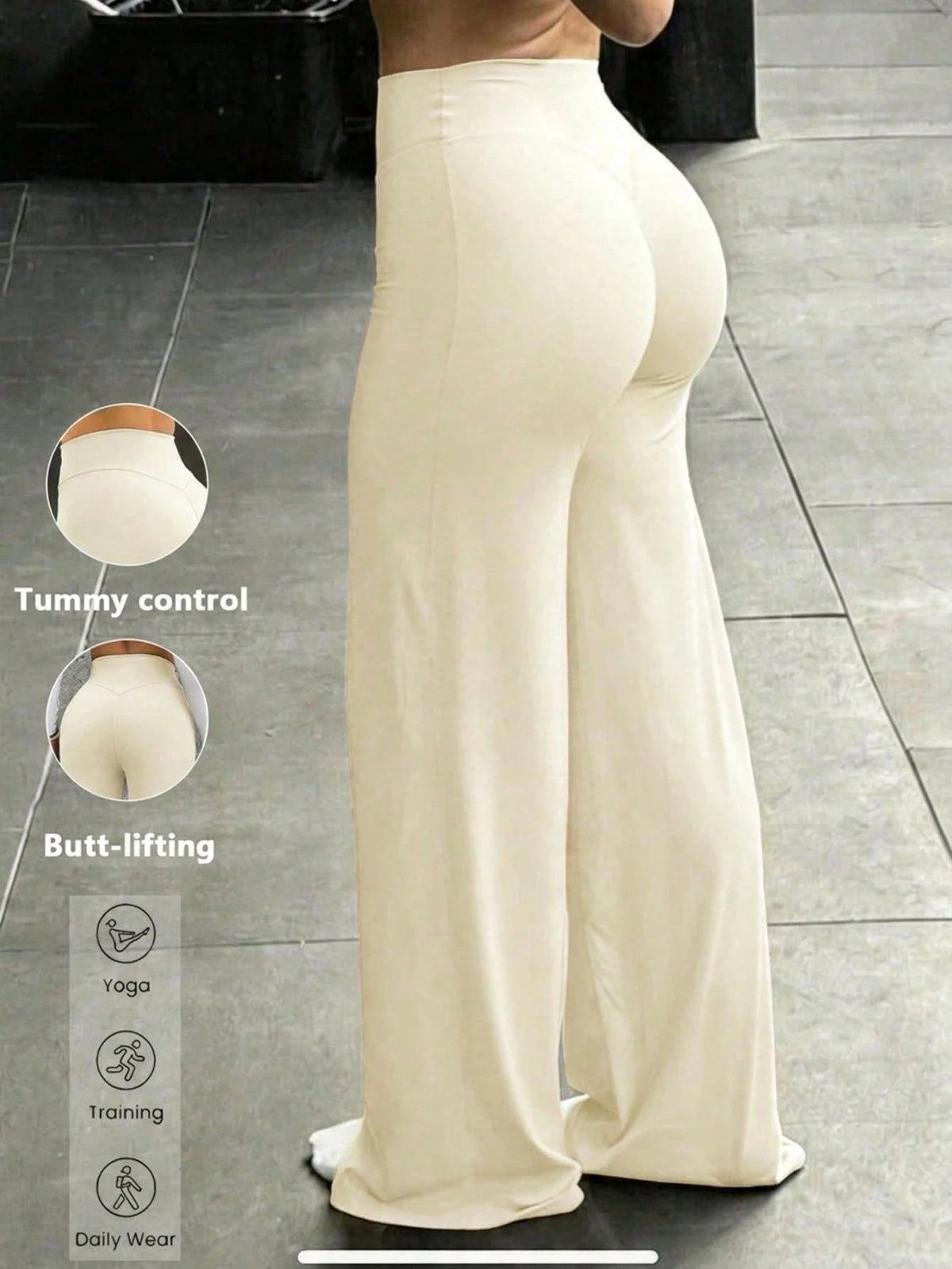 Women's Minimalist High Waist Sports Fitness Running Wide Leg Pants, Comfortable Casual Leggings, High Stretch Flared Commuting Yoga Trousers
