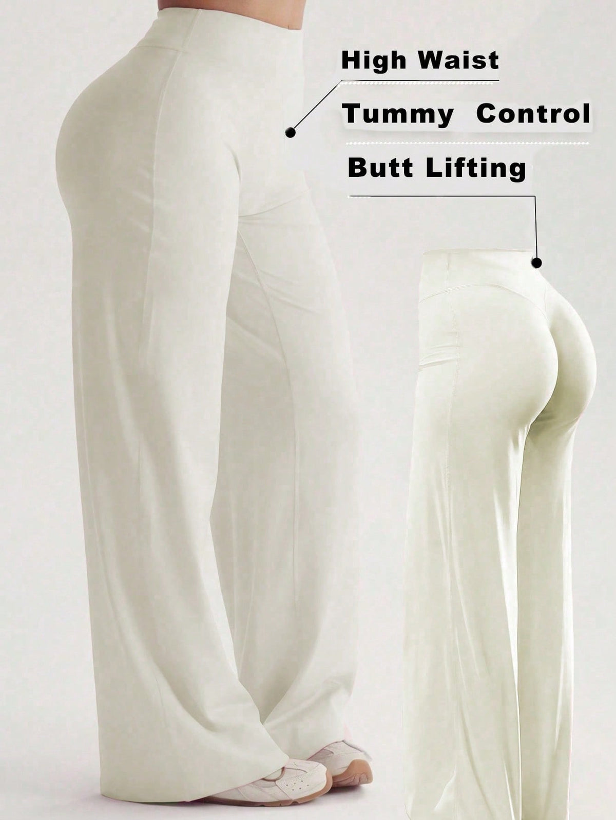 Women's Minimalist High Waist Sports Fitness Running Wide Leg Pants, Comfortable Casual Leggings, High Stretch Flared Commuting Yoga Trousers