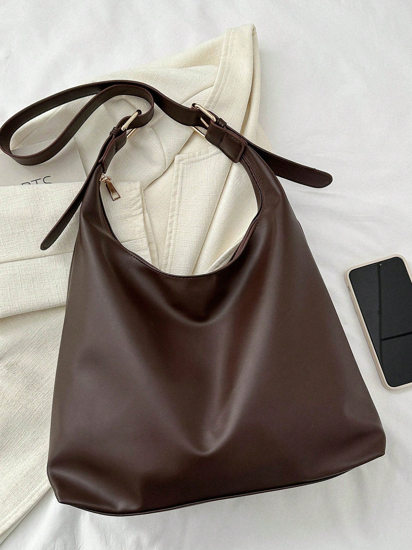 Women's New Large Tote Bag, Fashionable Design Shoulder Bag, Soft PU Material, Textured Style (Color Difference Due To Photo Angle)