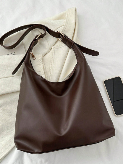 Women's New Large Tote Bag, Fashionable Design Shoulder Bag, Soft PU Material, Textured Style (Color Difference Due To Photo Angle)