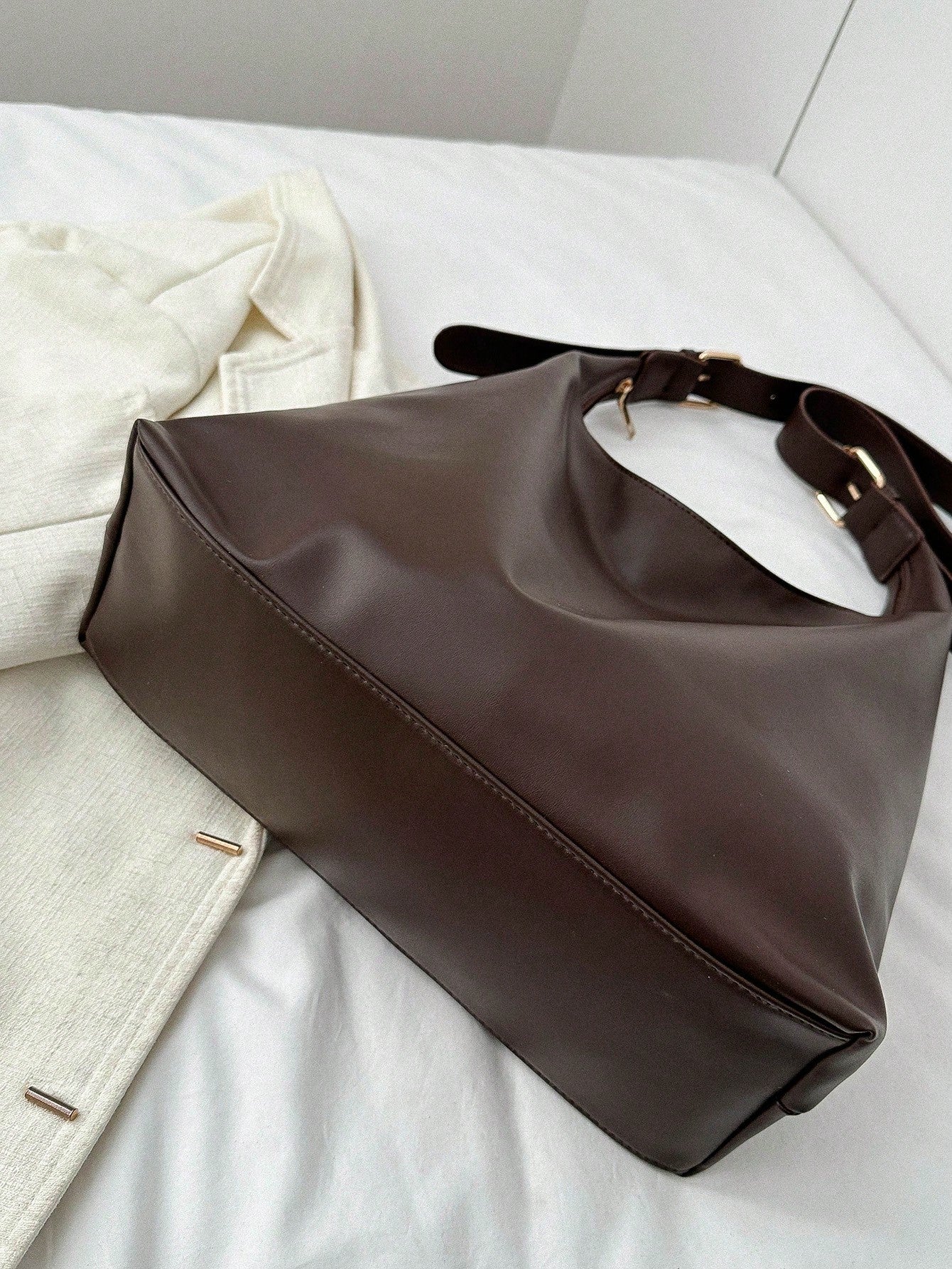Women's New Large Tote Bag, Fashionable Design Shoulder Bag, Soft PU Material, Textured Style (Color Difference Due To Photo Angle)