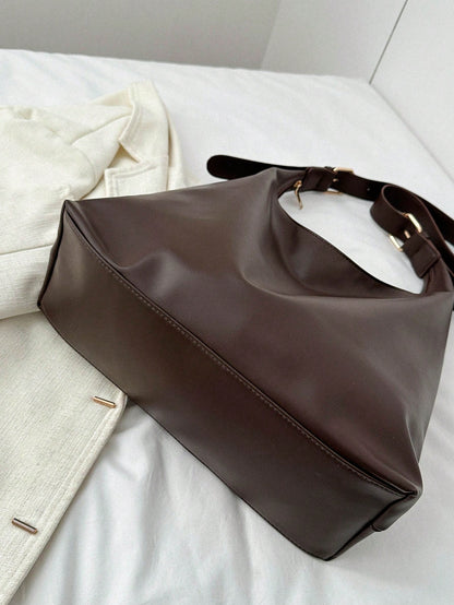 Women's New Large Tote Bag, Fashionable Design Shoulder Bag, Soft PU Material, Textured Style (Color Difference Due To Photo Angle)