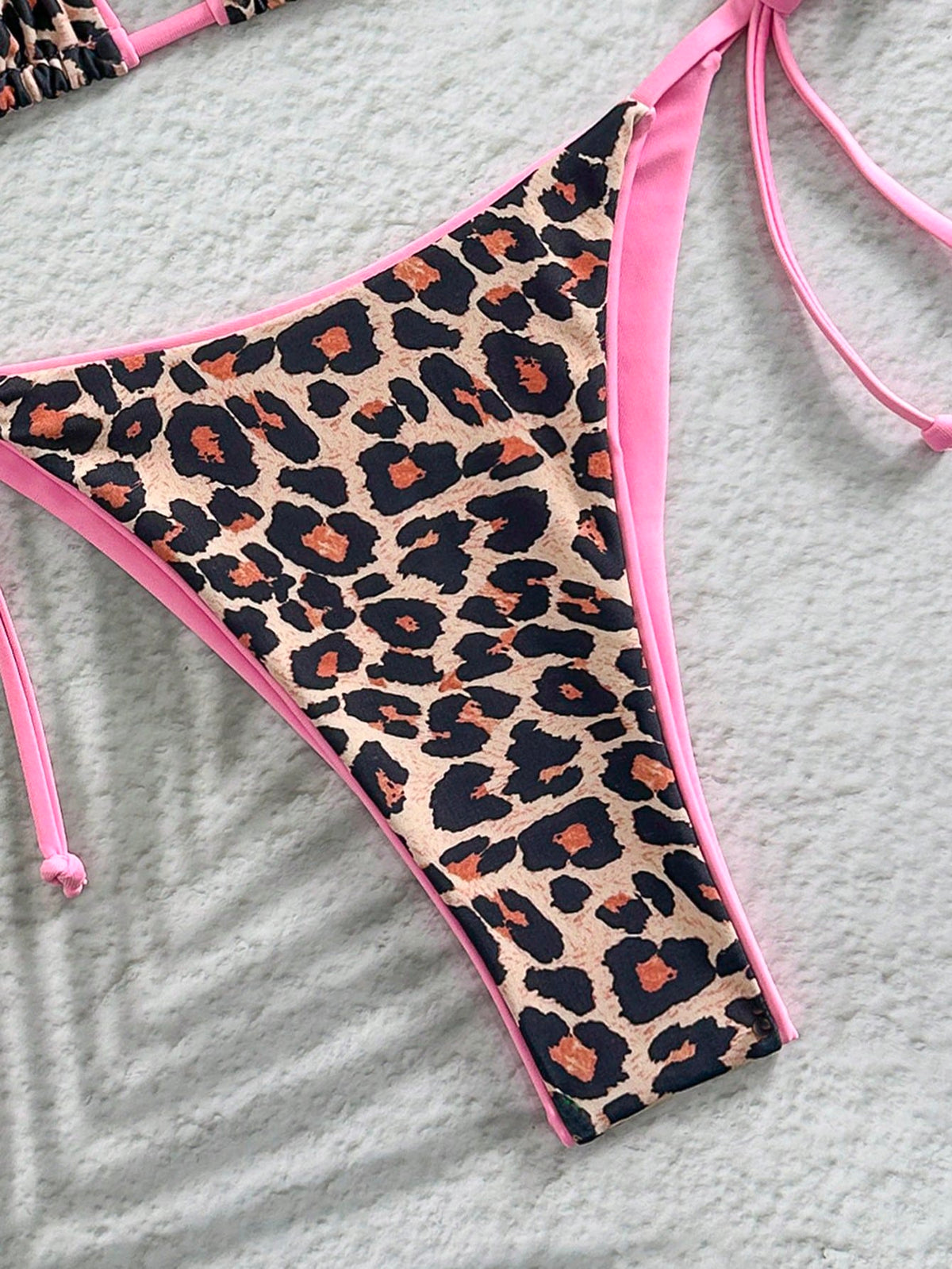 Women's New Sexy & Elegant Beach Resort Bikini Set, Leopard Print 2 Pieces Backless Swimwear, Summer Vacation Pink