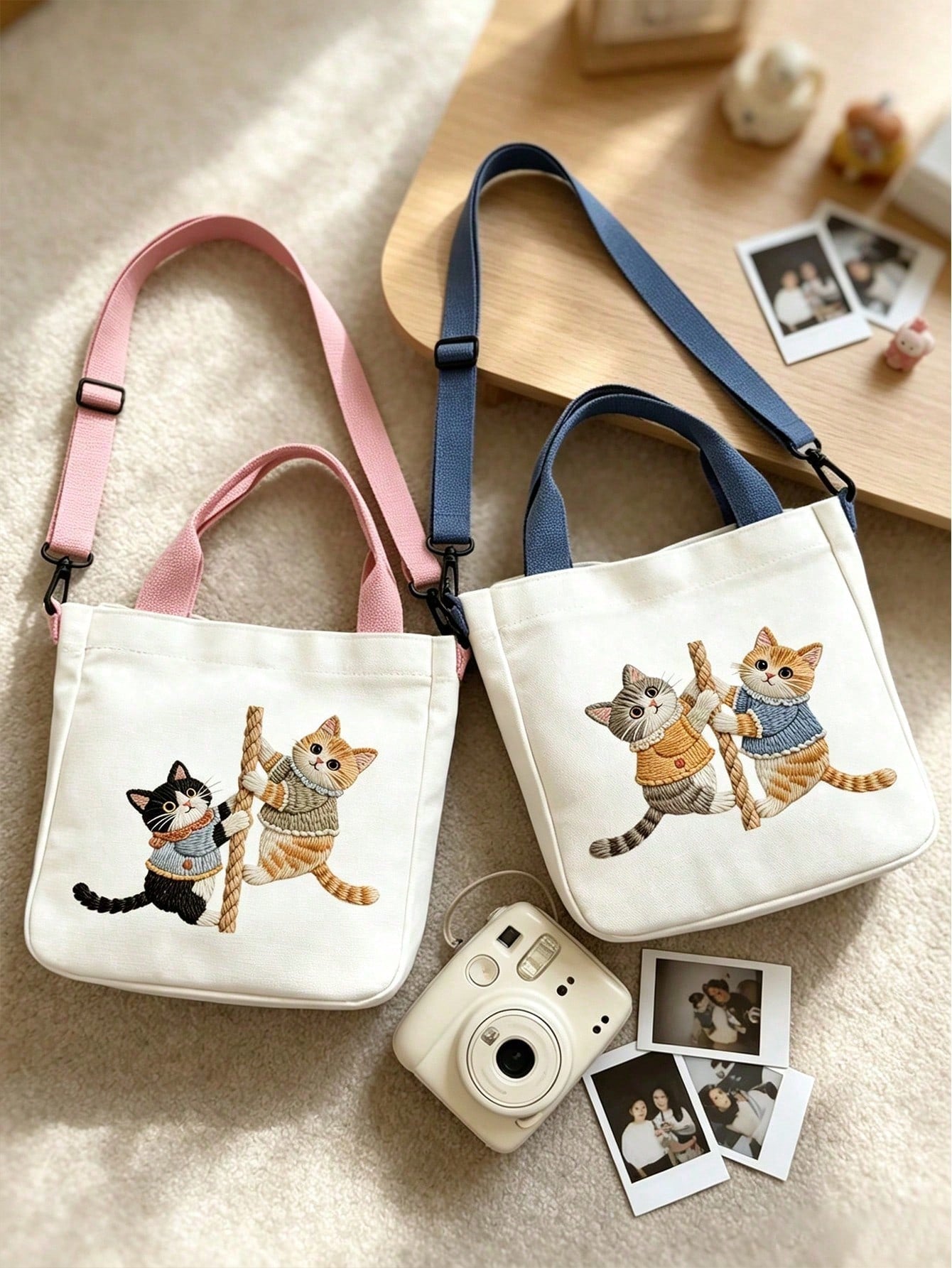 Women's Printed Cat Climbing Rope Large Capacity Multifunctional Shoulder Bag, Women's Handbag, Daily Crossbody Bag, Lightweight Durable Commuter Shopping Tote, Portable Daily Storage Tote Bag, Lightw
