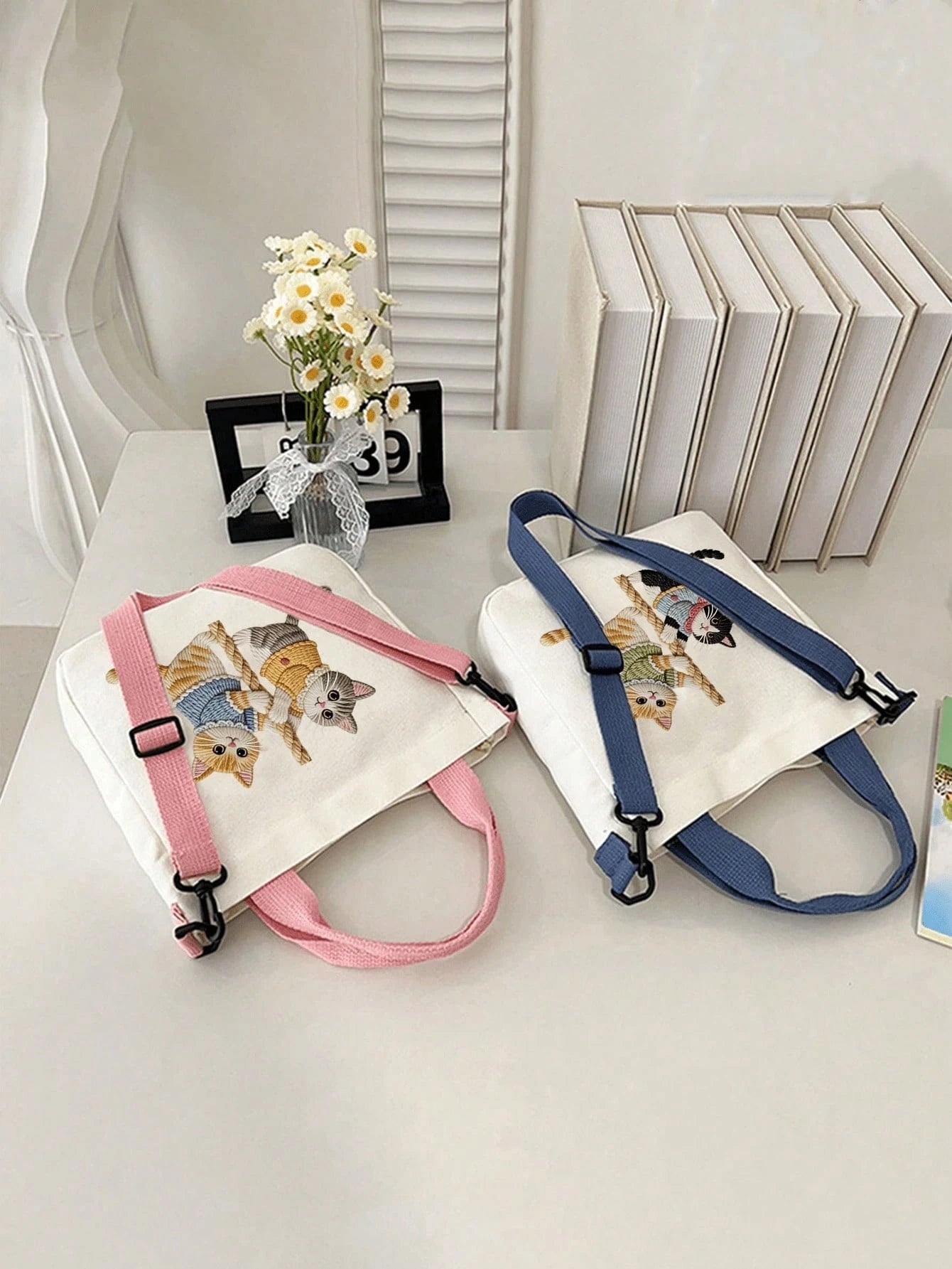 Women's Printed Cat Climbing Rope Large Capacity Multifunctional Shoulder Bag, Women's Handbag, Daily Crossbody Bag, Lightweight Durable Commuter Shopping Tote, Portable Daily Storage Tote Bag, Lightw