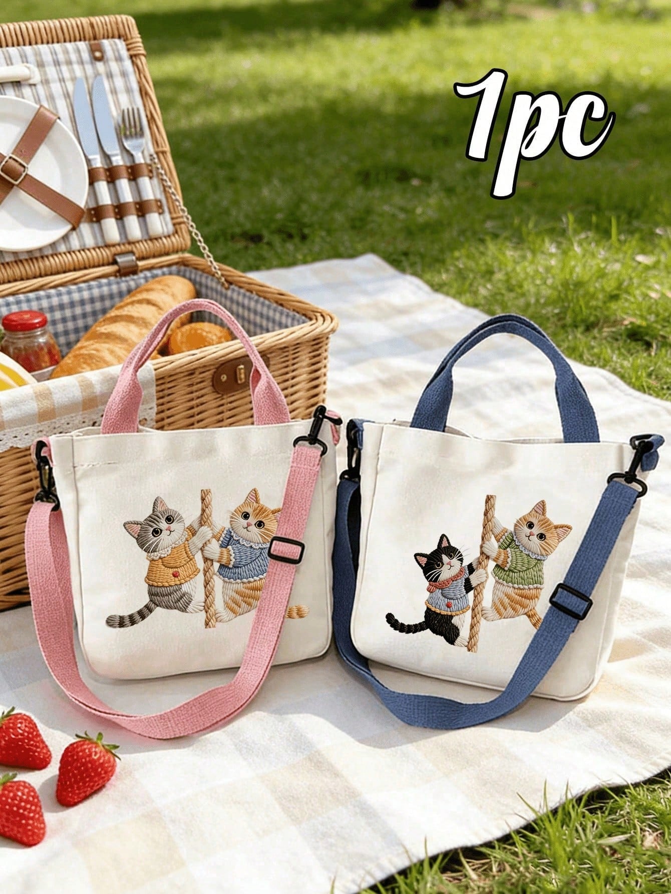 Women's Printed Cat Climbing Rope Large Capacity Multifunctional Shoulder Bag, Women's Handbag, Daily Crossbody Bag, Lightweight Durable Commuter Shopping Tote, Portable Daily Storage Tote Bag, Lightw