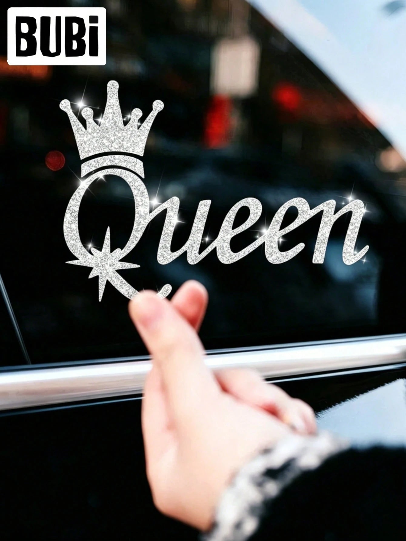 Women's Rhinestone Crown Car Sticker, Waterproof Cute Interesting Universal Rearview Mirror Full Body Car Decal Accessories