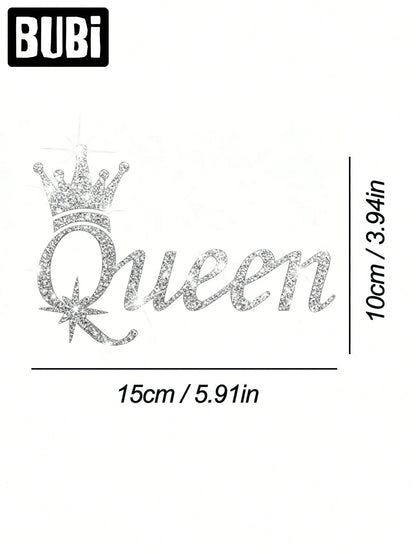 Women's Rhinestone Crown Car Sticker, Waterproof Cute Interesting Universal Rearview Mirror Full Body Car Decal Accessories