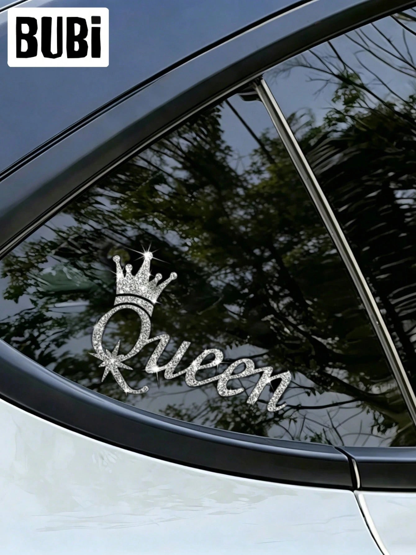 Women's Rhinestone Crown Car Sticker, Waterproof Cute Interesting Universal Rearview Mirror Full Body Car Decal Accessories