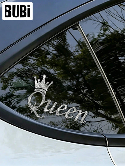 Women's Rhinestone Crown Car Sticker, Waterproof Cute Interesting Universal Rearview Mirror Full Body Car Decal Accessories