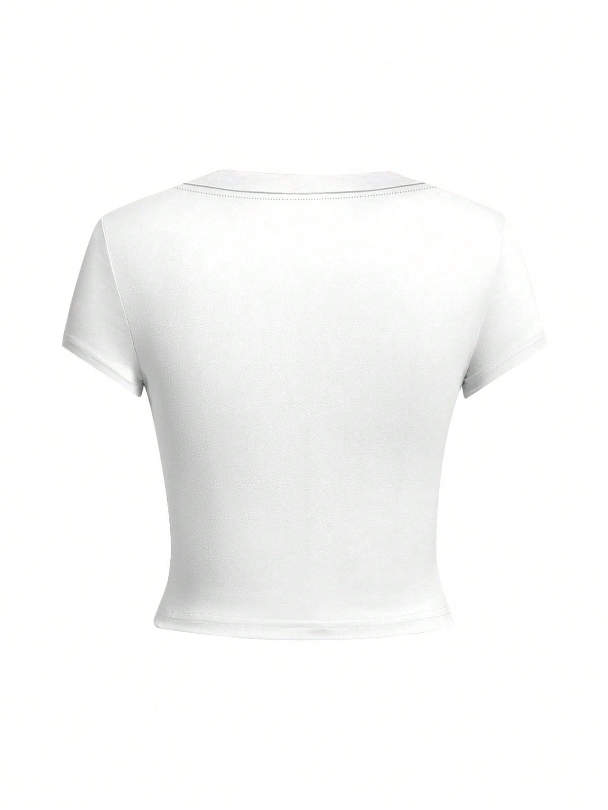 Women's Round Neck Short Sleeve T-Shirt, New Summer Fashion Solid Color Casual Fitted Cropped Top