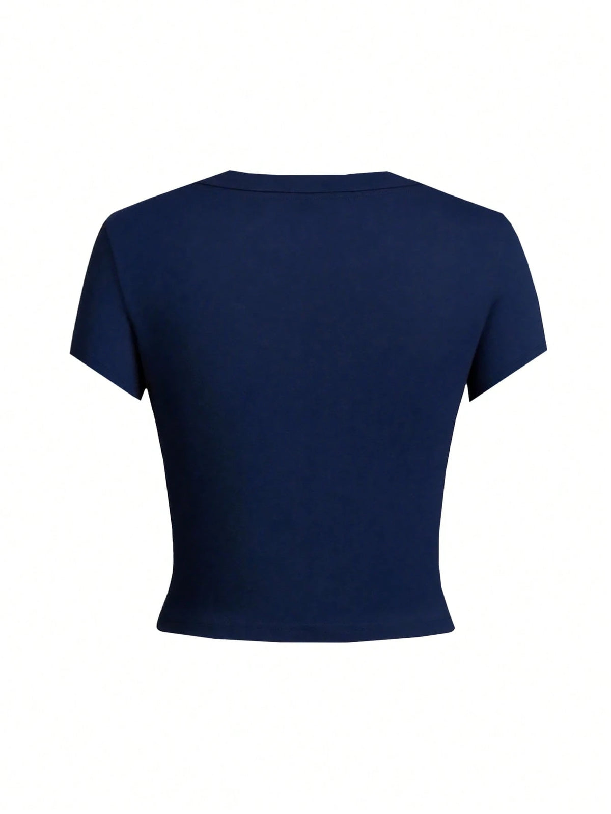 Women's Round Neck Short Sleeve T-Shirt, New Summer Fashion Solid Color Casual Fitted Cropped Top