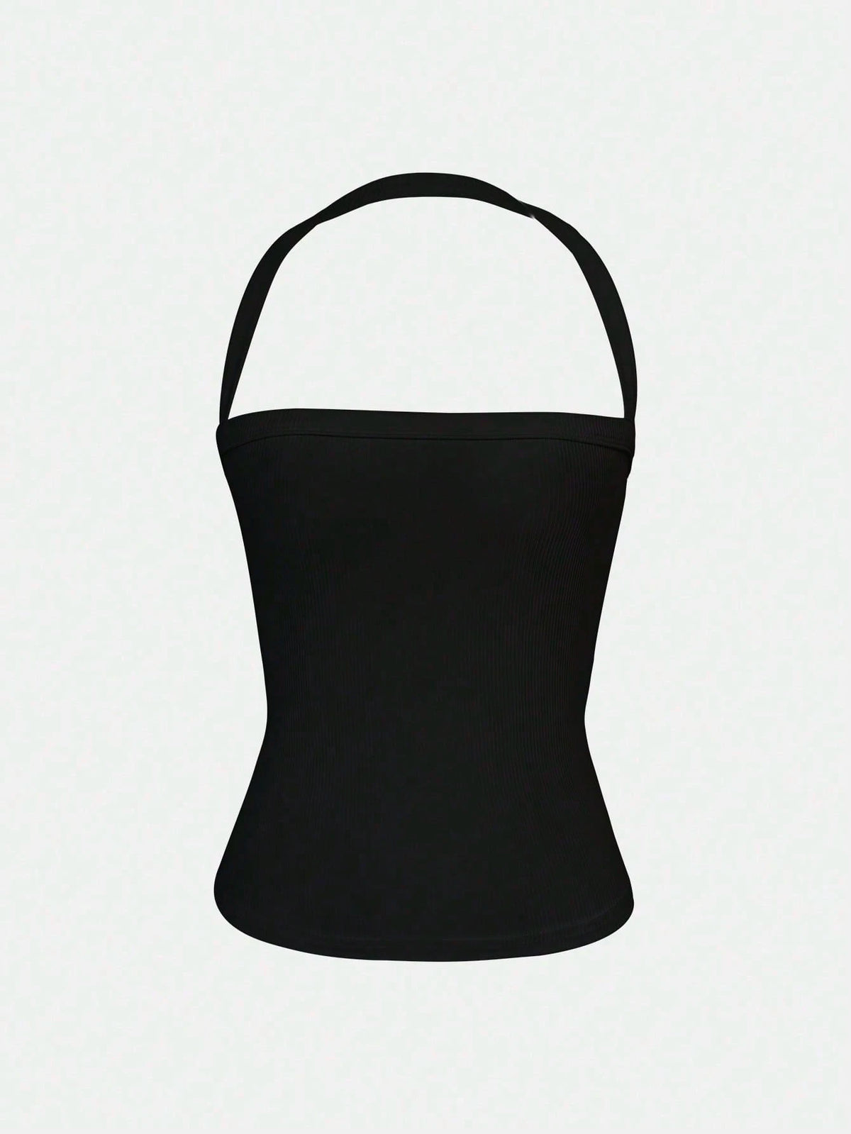 Women's Sexy Open Back Knit Camisole Top, Black, Elastic Casual Fitted Strapless Vest, Back To School Season Summer