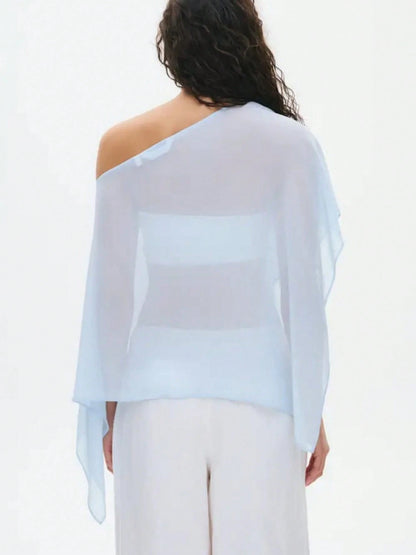 Women's Sheer Mesh Poncho Top, Loose Solid Color Irregular Coverup,See Through Beach Wear,Going Out Aesthetic Streetwear,Summer Vacation Outfits
