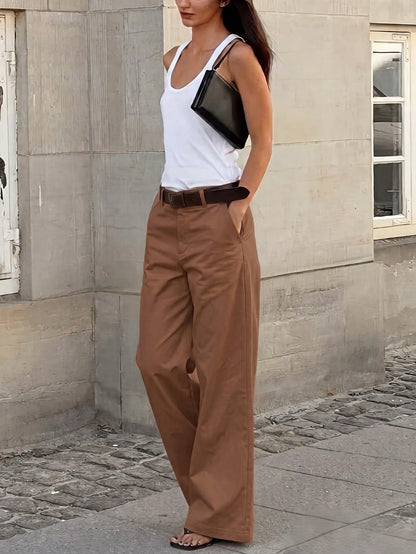 Women's Solid Color Casual Versatile Daily Wear Long Pants