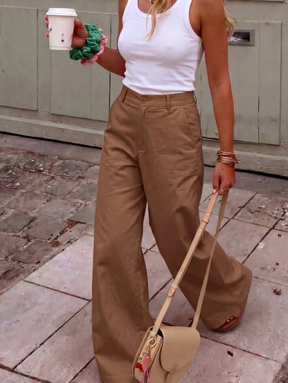 Women's Solid Color Casual Versatile Daily Wear Long Pants