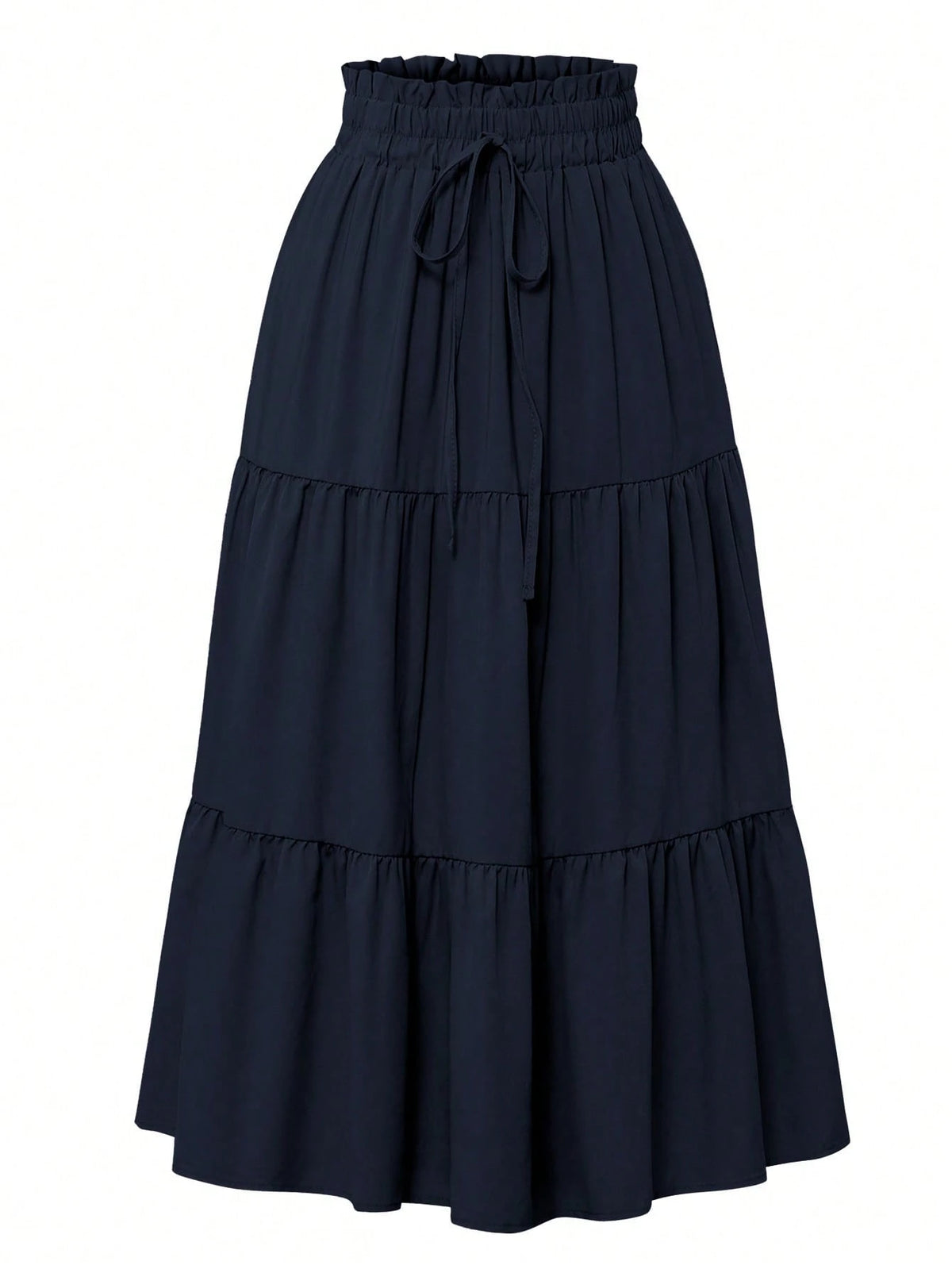 Women's Solid Color Pleated Elastic Waist Casual Skirt Spring