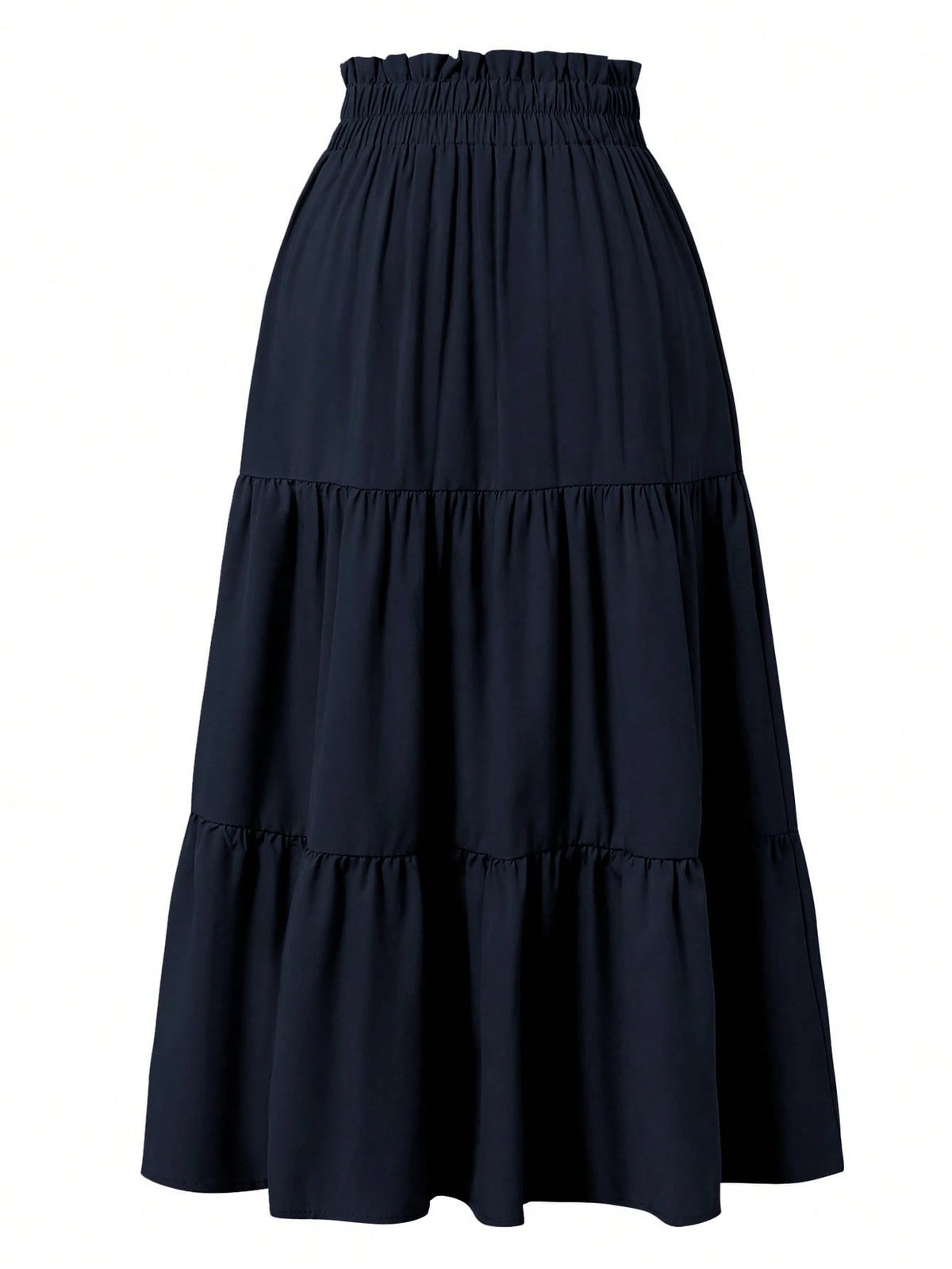 Women's Solid Color Pleated Elastic Waist Casual Skirt Spring