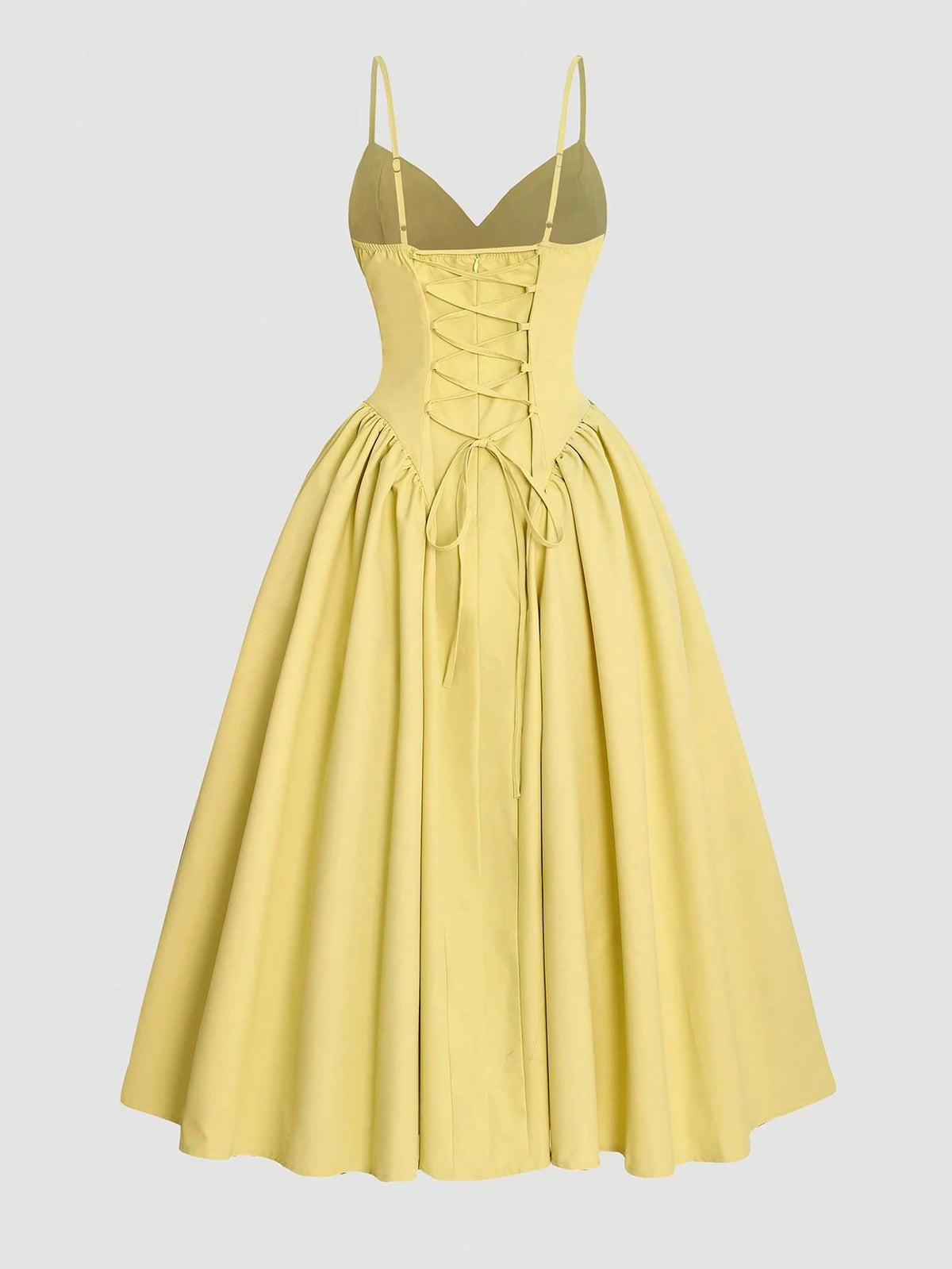 Women's Solid Color Side Splice Ruched Bust Cup Sexy Elegant Elegant Fashion Vacation Wedding Party Spaghetti Strap Dress Summer Yellow