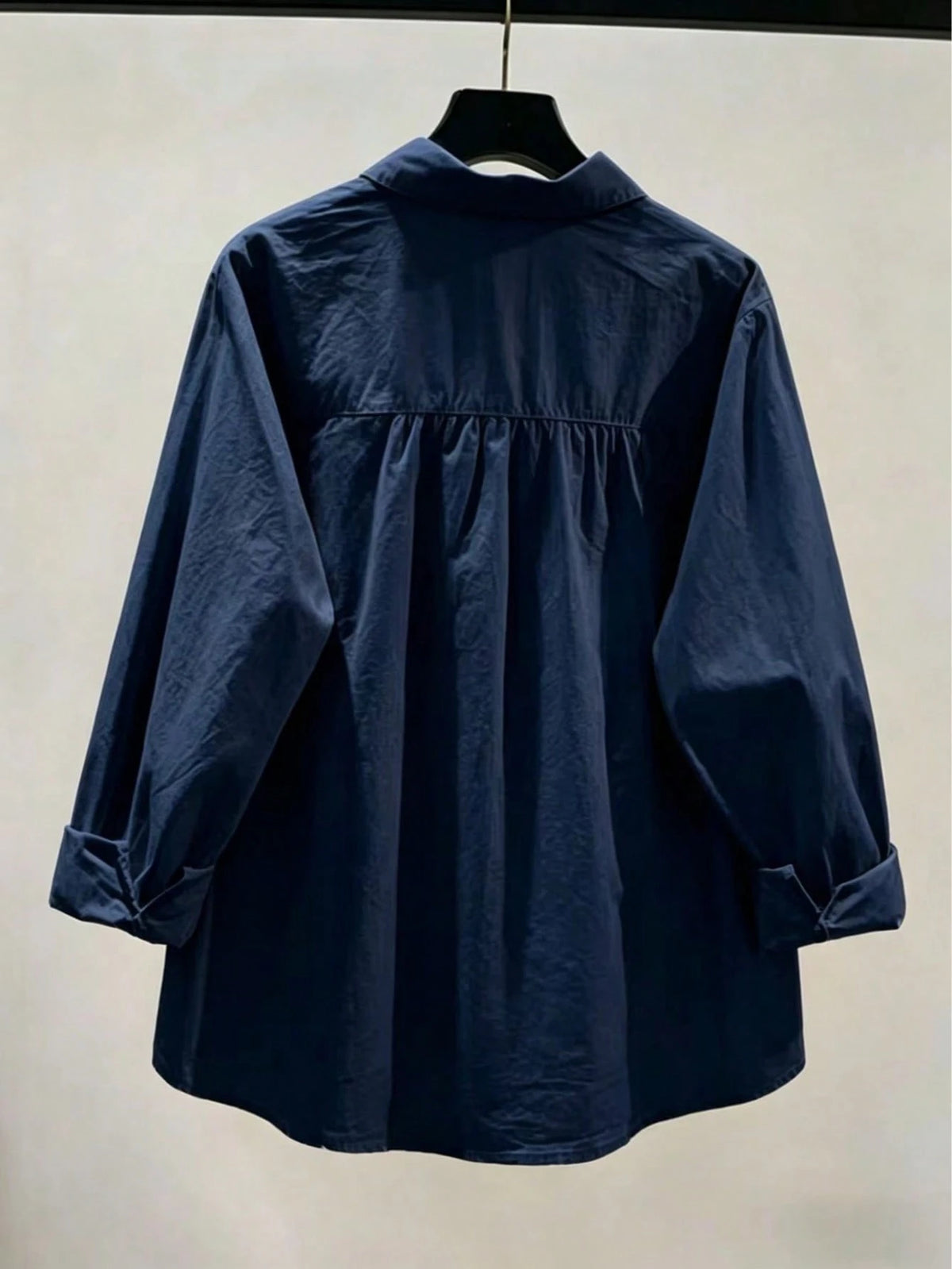 Women's Spring Casual Solid Color Embroidered Versatile Long Sleeve Shirt