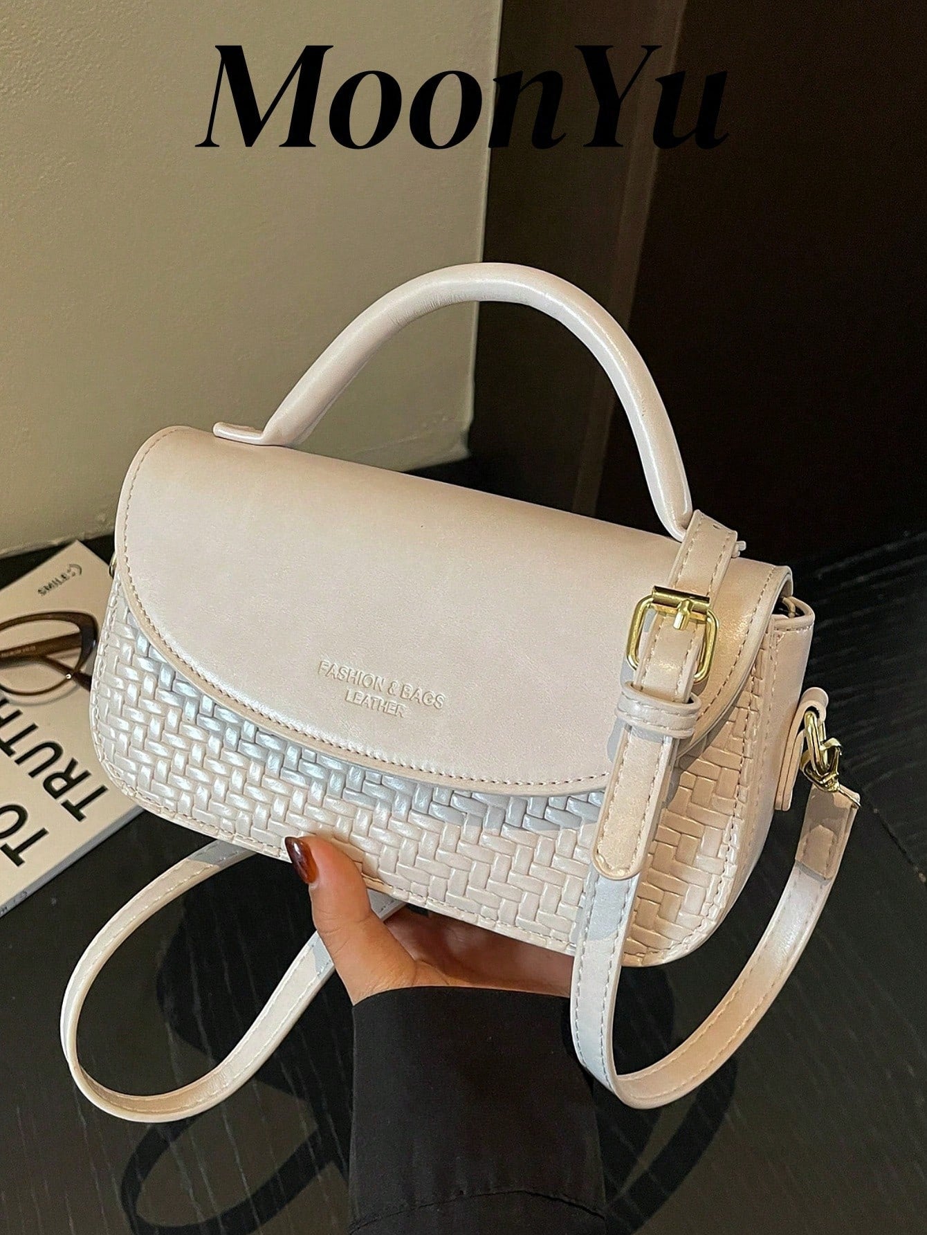 Women's Square Handbag Phone Bag Fashion Patchwork Elegant Minimalist Crossbody Shoulder Bag White