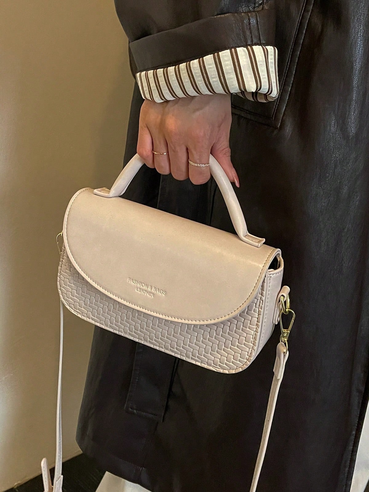 Women's Square Handbag Phone Bag Fashion Patchwork Elegant Minimalist Crossbody Shoulder Bag White