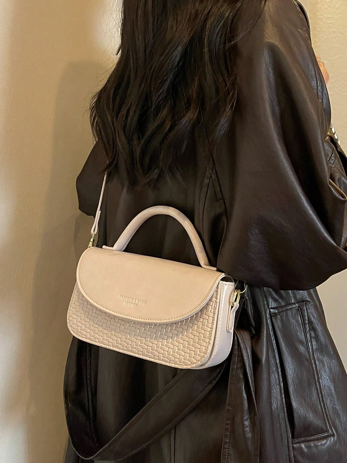 Women's Square Handbag Phone Bag Fashion Patchwork Elegant Minimalist Crossbody Shoulder Bag White